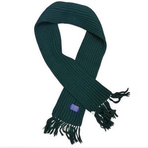 Pendleton Deep Forest Green Ribbed Knit Scarf with Fringe
